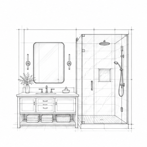 Croquis architectural du service Rénovation de salle de bain