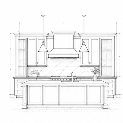Croquis architectural du service Rénovation de cuisine